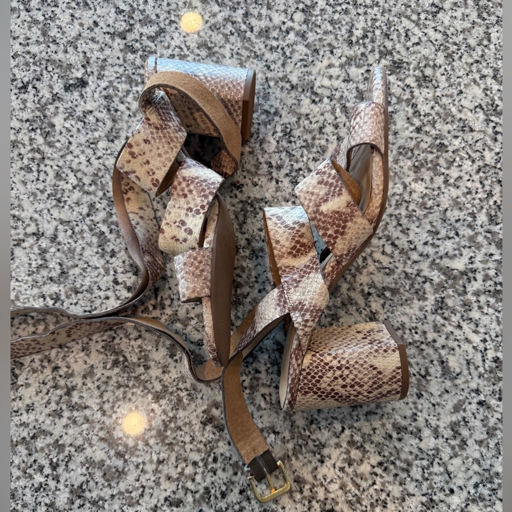Seychelles Nude Snake Skin Heels Sz 8 Like New